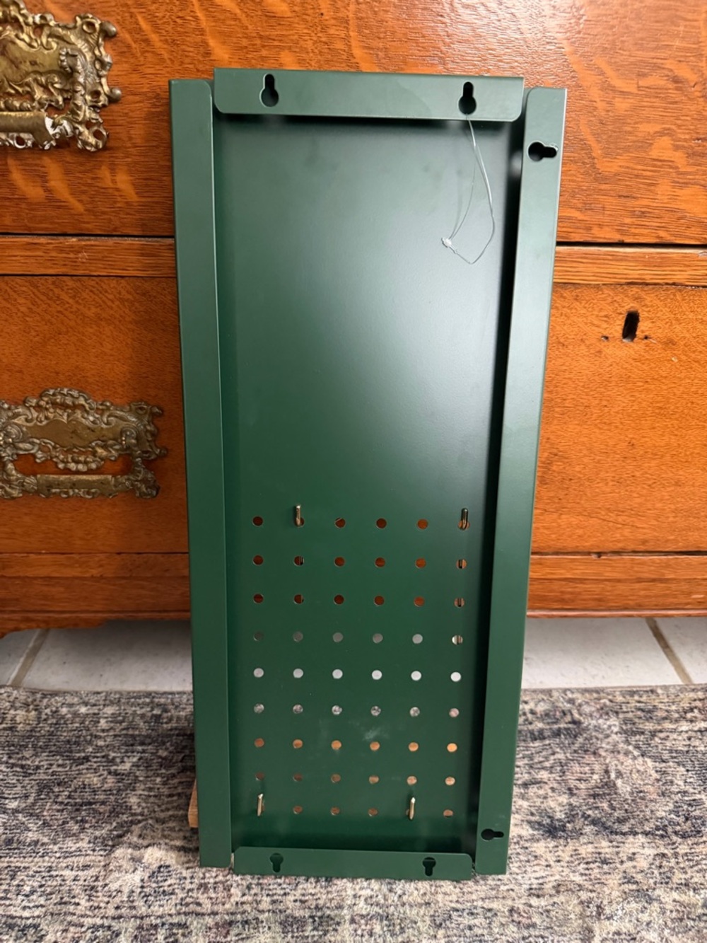 Hearth & Hand Dark Green Pegboard Organizer with Cork and Wood Accents - Picture 2 of 2